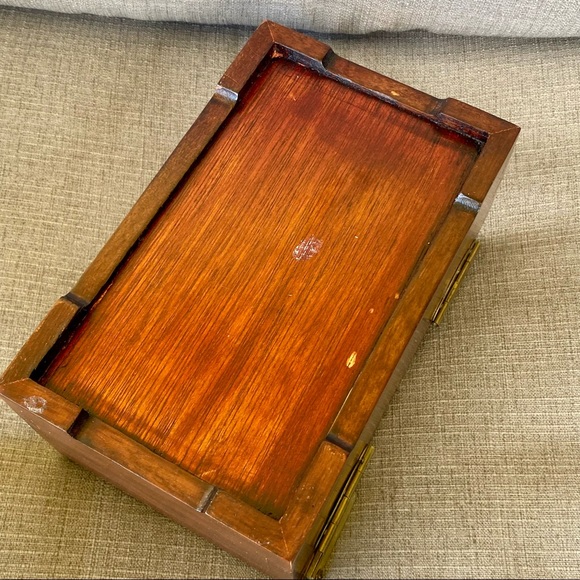 Vintage Wooden Brass Ornate Jewelry Box - Picture 8 of 16